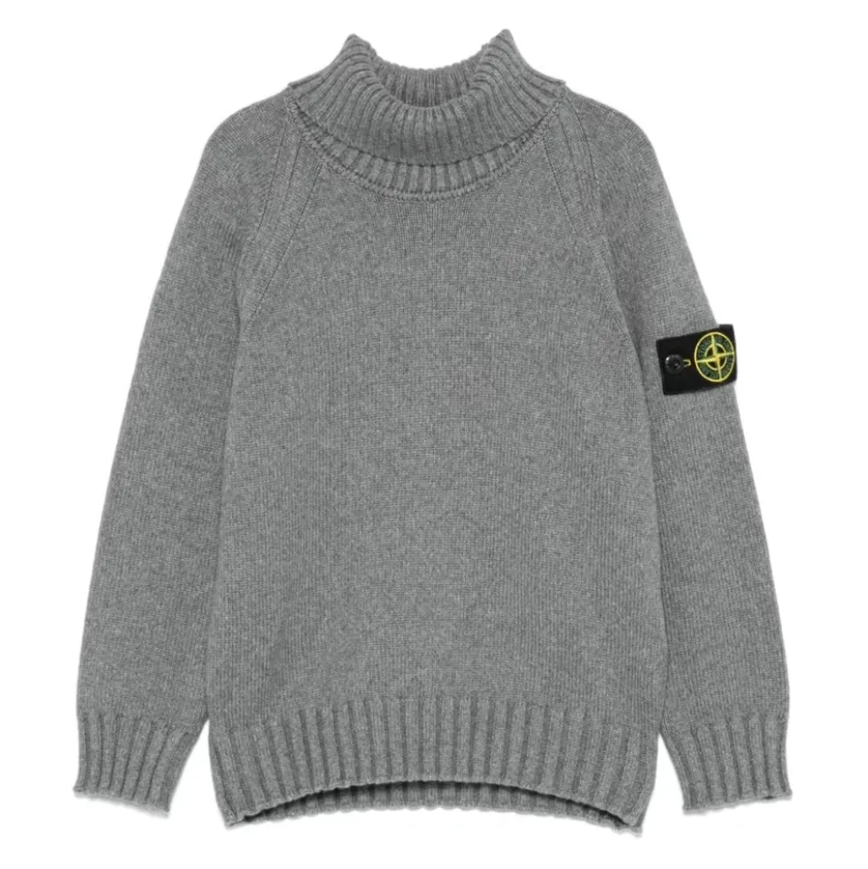 Grå Strikket Højhalset Sweater