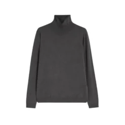 Grå Turtleneck Sweater i Strikket Sting