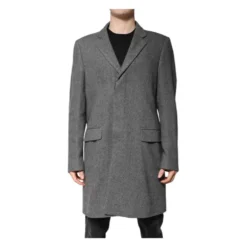 Grå Uld Trenchcoat med Peak Revers