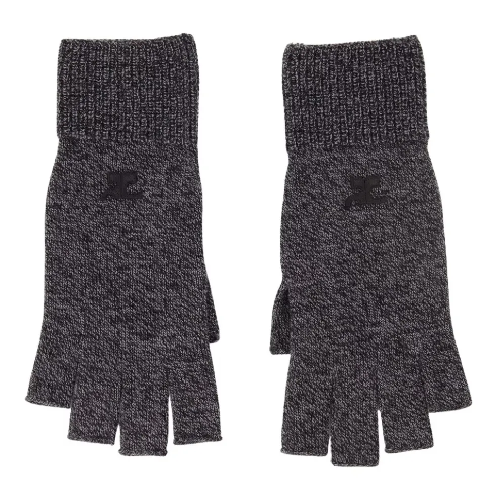 Grå Uld Unisex Fingerløse Handsker