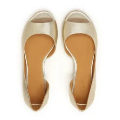 Guld peep toe pumps med lav hæl