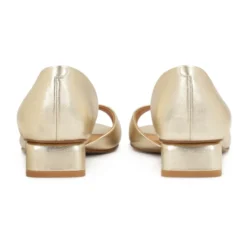 Guld peep toe pumps med lav hæl