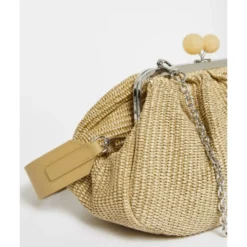 Gylden Raffia-effekt Skuldertaske
