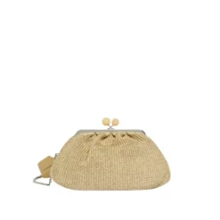 Gylden Raffia-effekt Skuldertaske