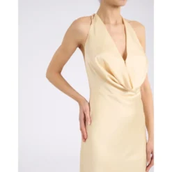 Halter-Neck Draped Chiffon Maxi Kjole