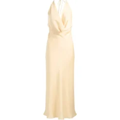 Halter-Neck Draped Chiffon Maxi Kjole