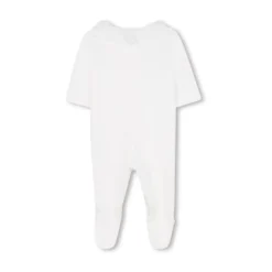 Hat, Bib & Lace-Trimmed Footed Onesie Set
