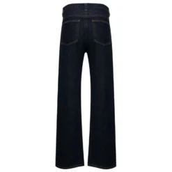 Højtaljede denim jeans med knaplukning