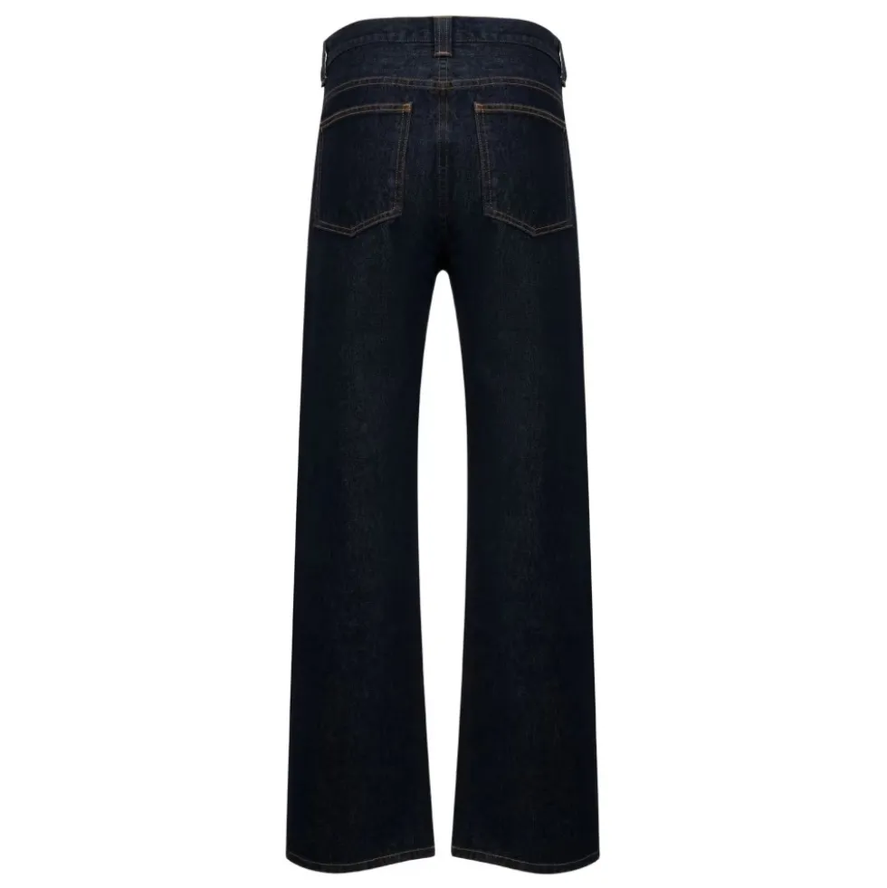 Højtaljede denim jeans med knaplukning