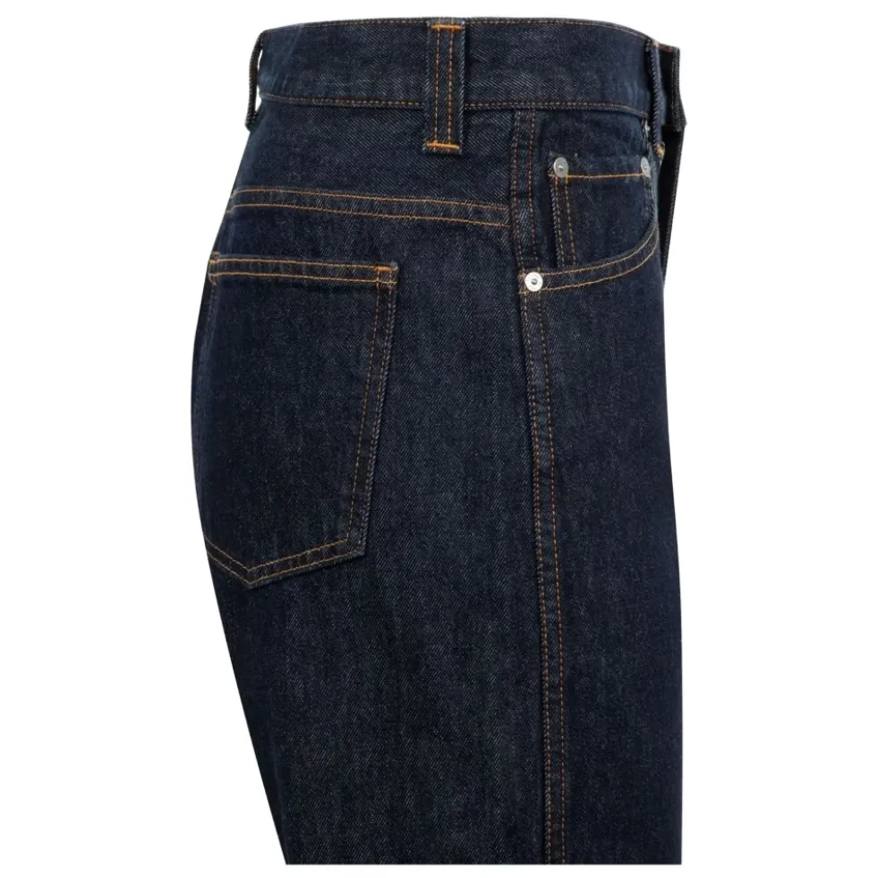 Højtaljede denim jeans med knaplukning