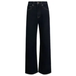 Højtaljede denim jeans med knaplukning