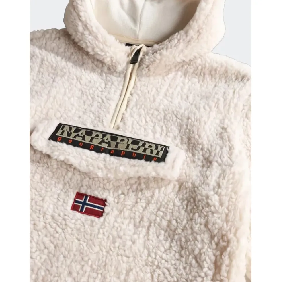 Hættetrøje med halv lynlås