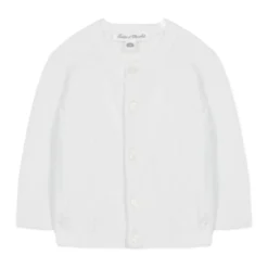 Hvid Bomuld Cardigan Sweater Button-Front