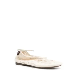 Hvide Ballerinaer med Anklerem