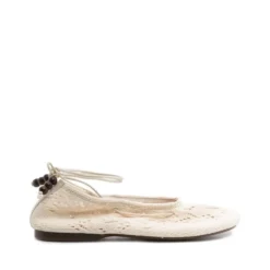 Hvide Ballerinaer med Anklerem
