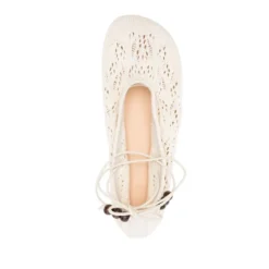 Hvide Ballerinaer med Anklerem