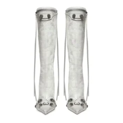 Hvide Cagole Point-Toe Stiletto Støvler