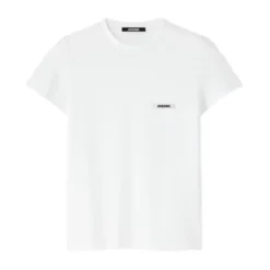 Hvid Logo Patch Top Kort Ærme