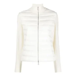 Hvid Polstret Sweater med Logo Patch
