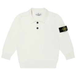 Hvid Strikket Polo Shirt