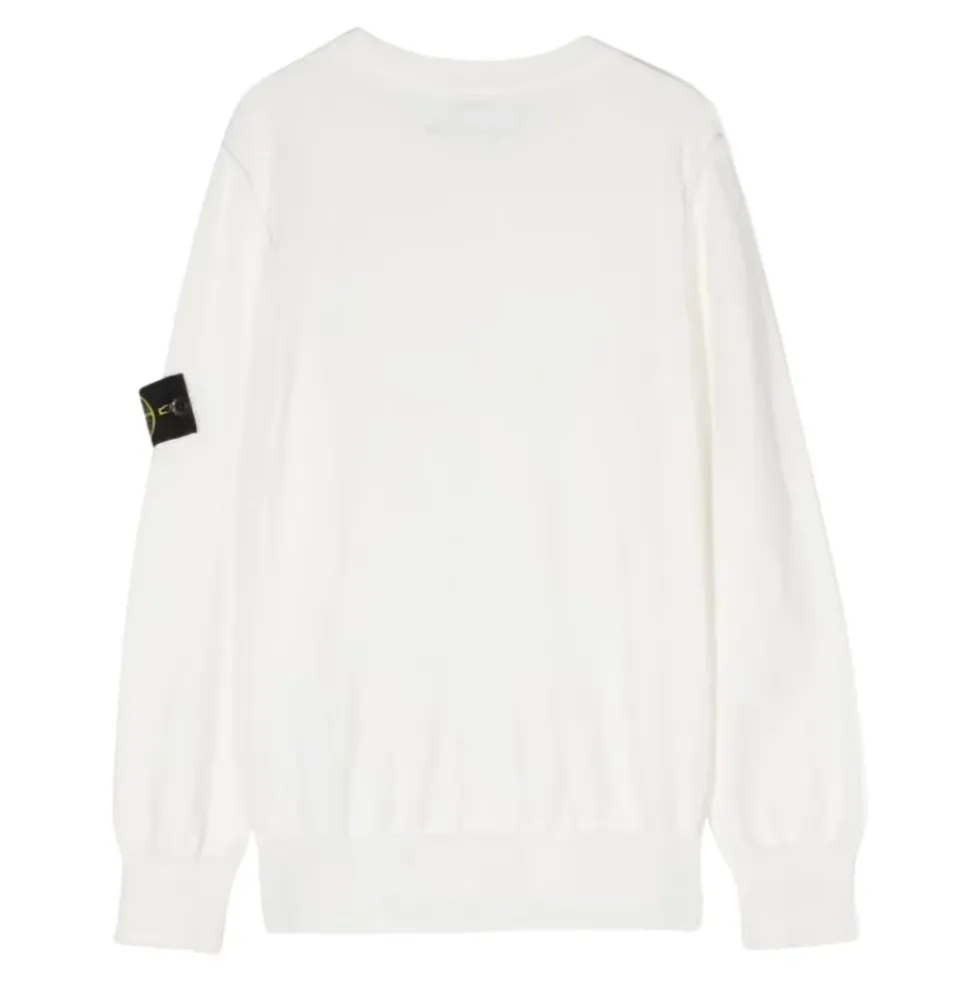 Hvid sweater med logoærme fra Stone Island Junior