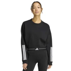 Hyperglam 3-Stripes Cropped Crewneck Sweatshirt