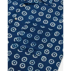 Indigo Block Print Circles Camper Shirt