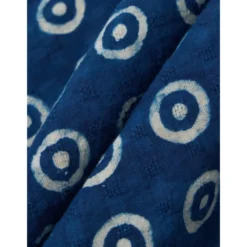Indigo Block Print Circles Camper Shirt