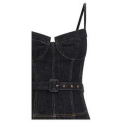 Indigo Denim Flared Midi Kjole