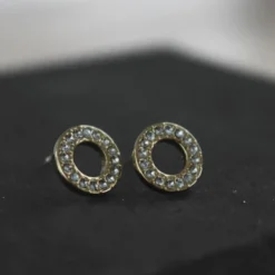 Joy Waterproof Clear CZ Circle Earrings 18K Gold Plating