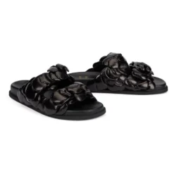 Kidskin Læder Slides med Rund Tålinje