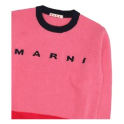 Koralrød sweater med broderet logo