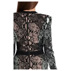 Kort snørekjole i snakeskin-jacquard
