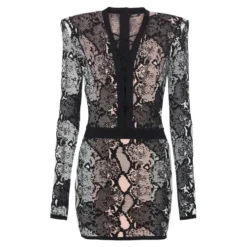 Kort snørekjole i snakeskin-jacquard