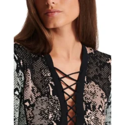Kort snørekjole i snakeskin-jacquard