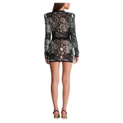 Kort snørekjole i snakeskin-jacquard