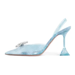 Krystal Broche Denim Slingback Hæle