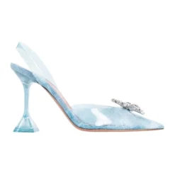 Krystal Broche Denim Slingback Hæle