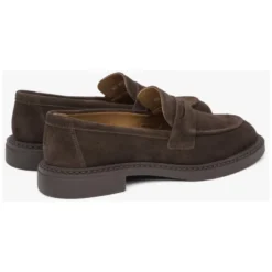 Kvinders Saddle Brown Penny Loafers lavet af italiensk ægte velour