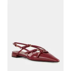 Laklæder slingback ballerinasko med spænder