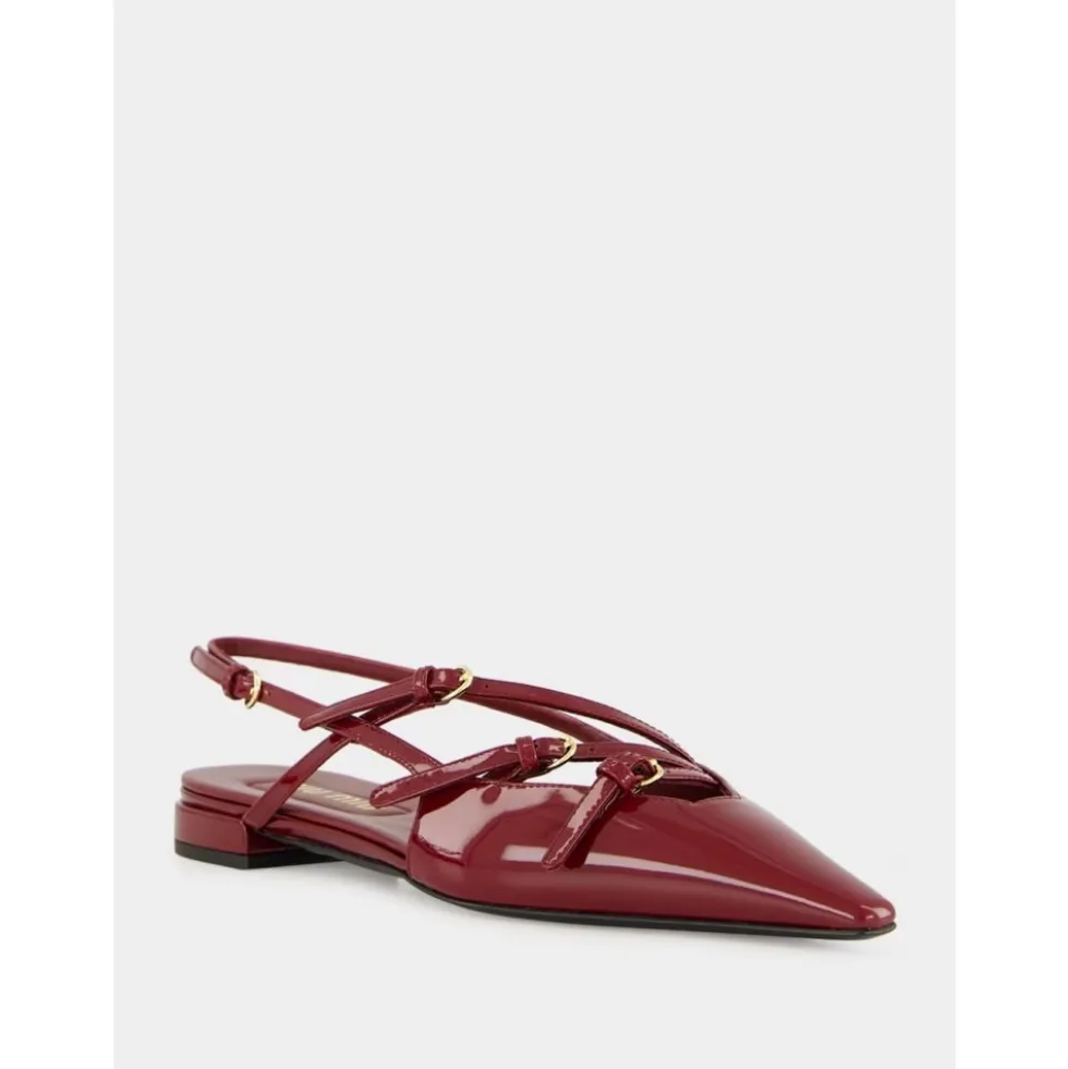Laklæder slingback ballerinasko med spænder