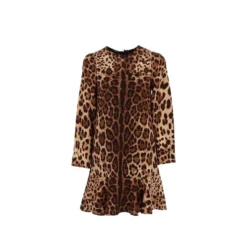 Langærmet kjole med leopardprint