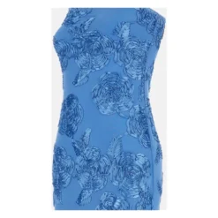 Langærmet tubekjole med stropper og blomstermønster i relief, lukning bagpå