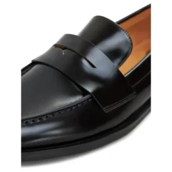 Læder Loafers med Blokhæl - Patent Sort