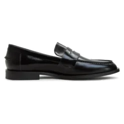 Læder Loafers med Blokhæl - Patent Sort