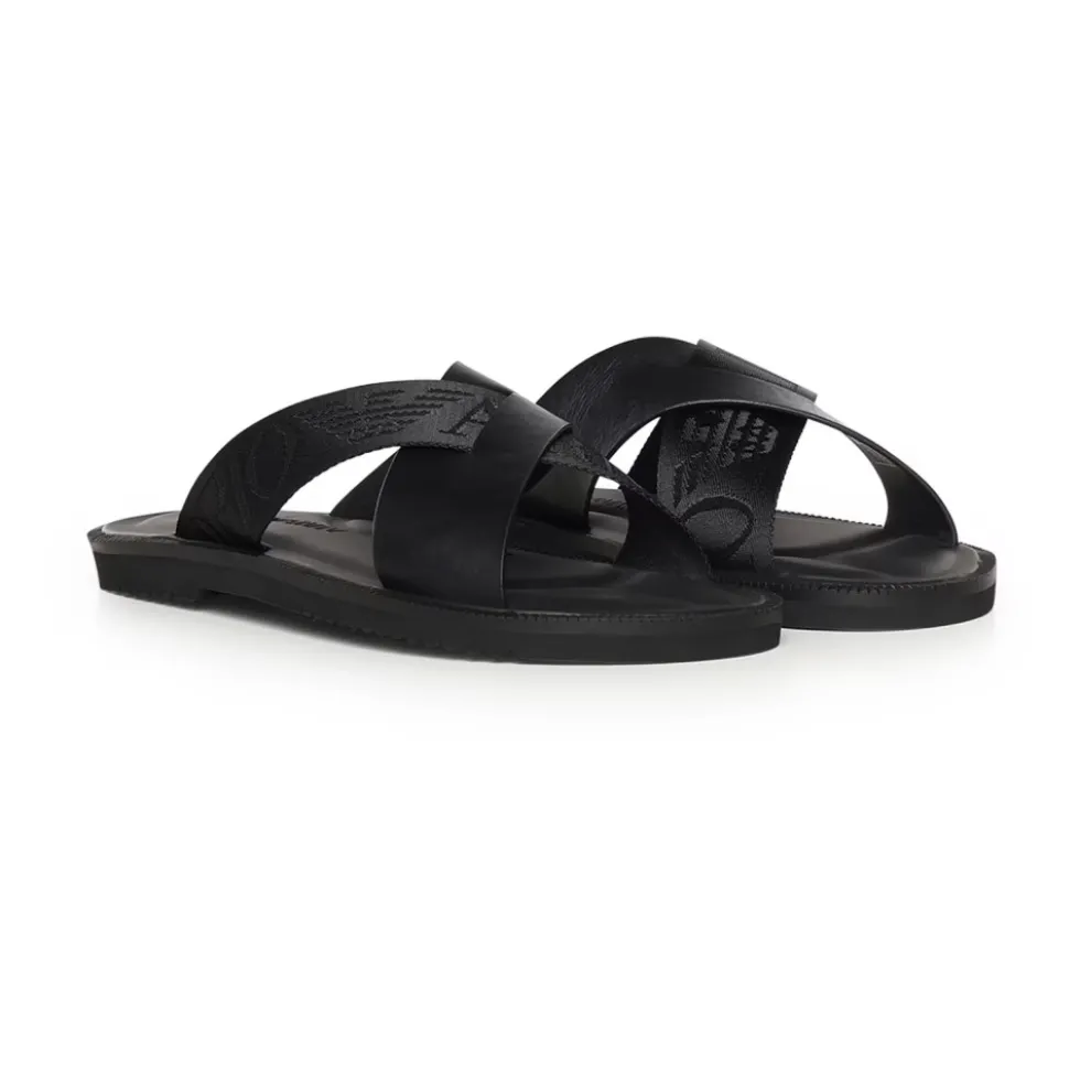 Læder Sandaler med Krydsrem og Logobånd