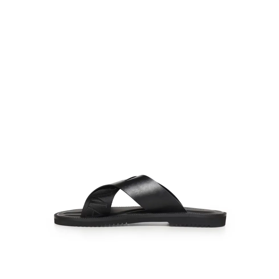 Læder Sandaler med Krydsrem og Logobånd