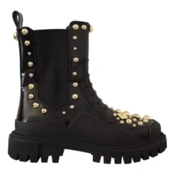Leather Studded Combat Boots