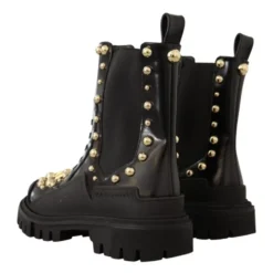 Leather Studded Combat Boots