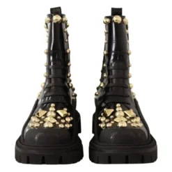 Leather Studded Combat Boots